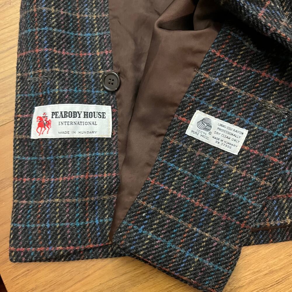 Vintage Peabody House Wool Blazer Size 7 8 Charcoal Multi Stripe - Picture 3 of 10